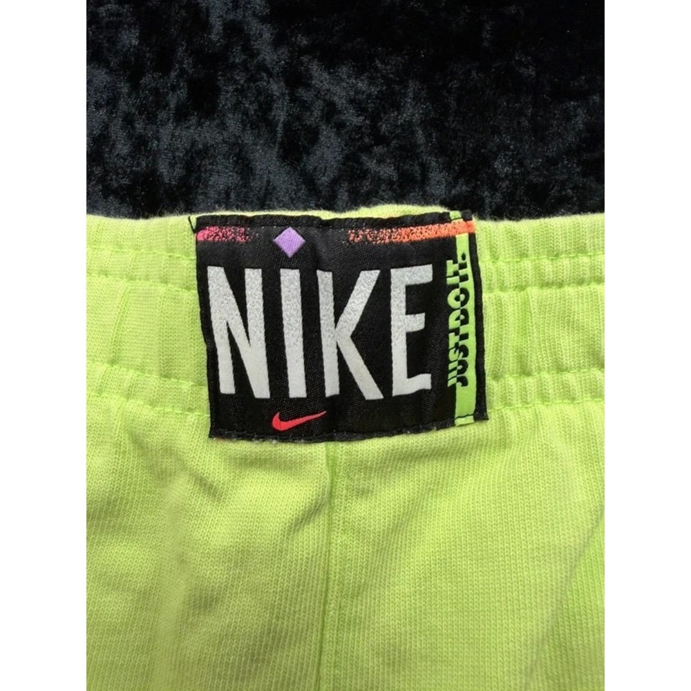 Vintage Nike Womens 1X Neon Yellow Green Just Do It Swoosh Shorts Retro